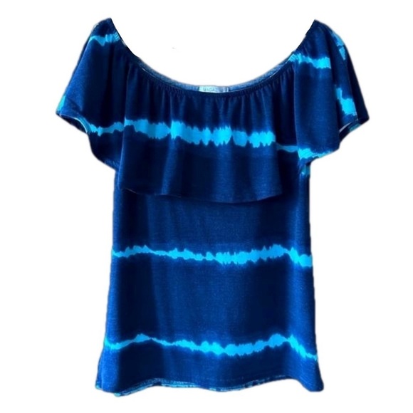 Magazine Blue Off Shoulder Top  - Small - Picture 1 of 6